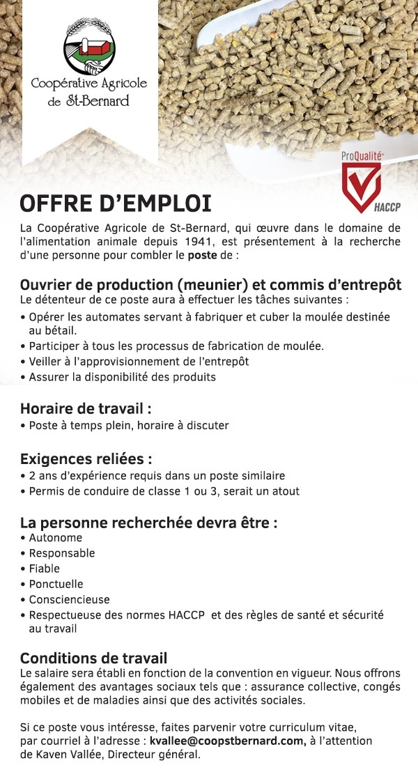 emploi coopérative agricole